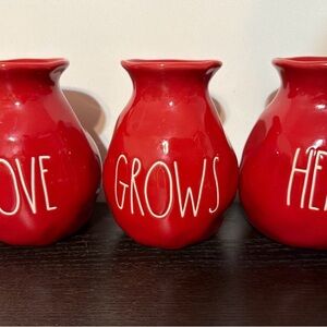 Rae Dunn Red Vase Set - Love Grows Here